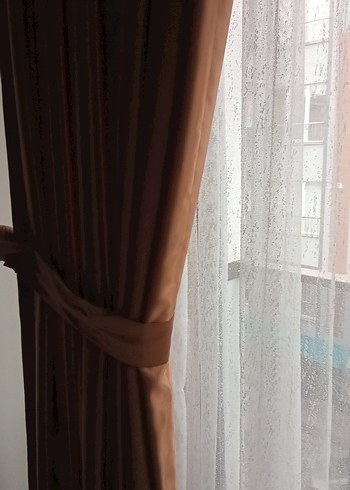 Parlak Bej Düz Fon Perde - Görsel 4