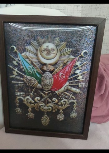 Osmanlı Arması Temalı Altın Tonlu Tablo - Görsel 2