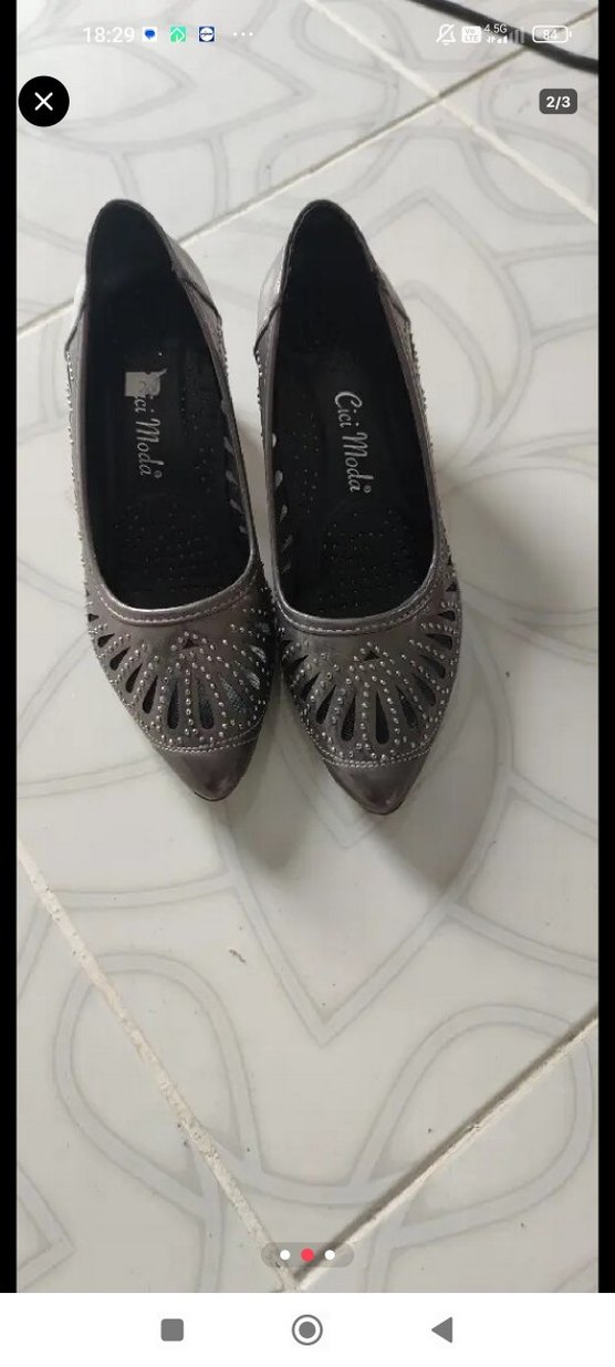 Gri Yılan Desenli Topuklu Kadın Ayakkabı - Görsel 2