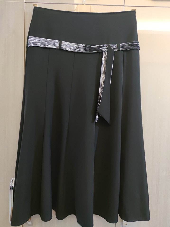 Siyah Uzun Kadın Etek, Kemerli, - Görsel 2