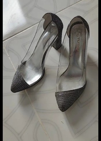 Diger Gri Stiletto Kadın Abiye Ayakkabı - Görsel 2