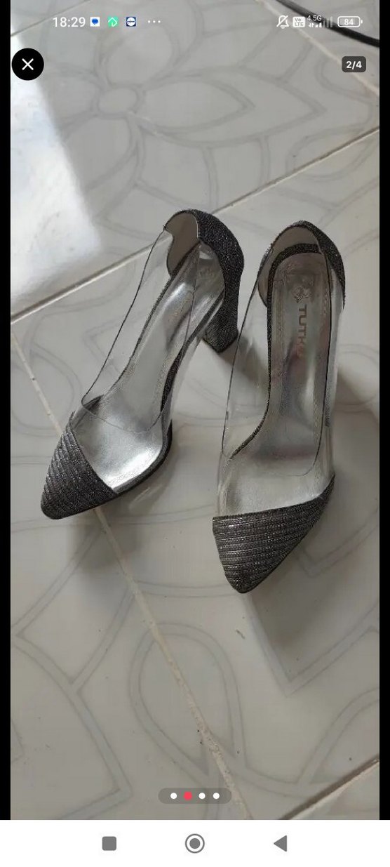 Diger Gri Stiletto Kadın Abiye Ayakkabı - Görsel 2