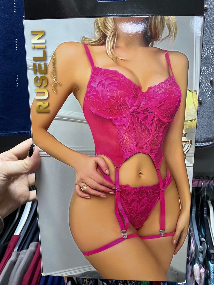 Pembe dantelli body takım - Görsel 3