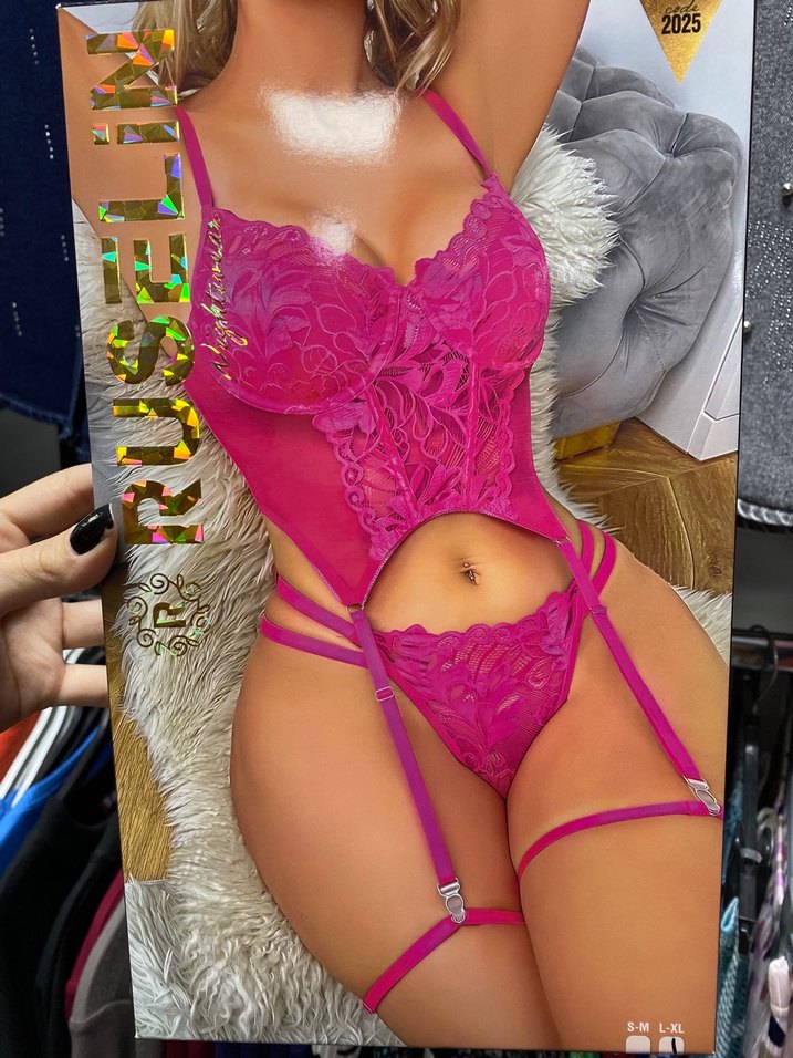 Pembe dantelli body takım - Görsel 2