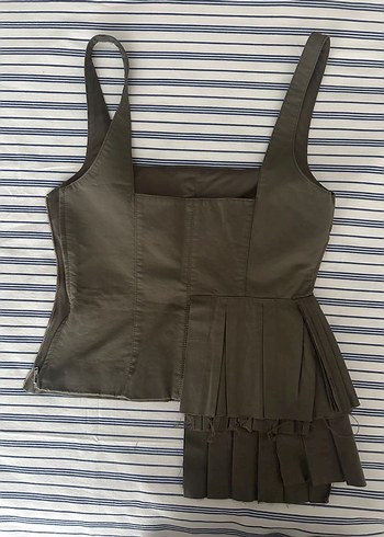 Zara Zara Kadın Haki Pilili Bustier