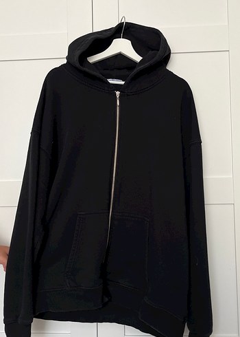 Addax Siyah Fermuarlı Kapüşonlu kadın-erkek Sweatshirt