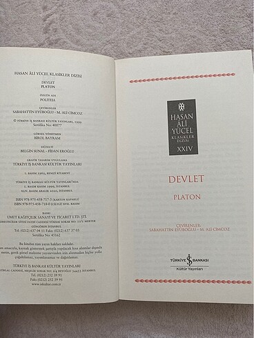  Platon- Devlet / Turkiye Is bankasi Yayincilik