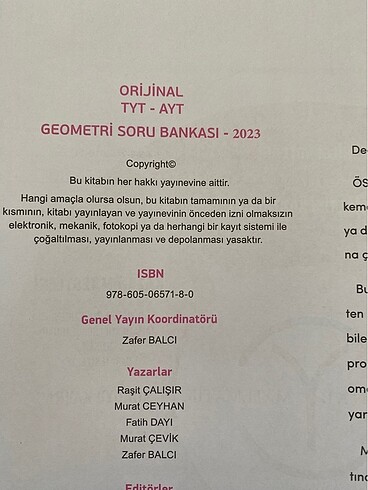 YKS-TYT/AYT GEOMETRİ ORİJİNAL Soru Bankası