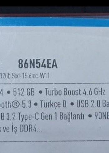 Siyah HP Notebook 86N54EA - Görsel 2