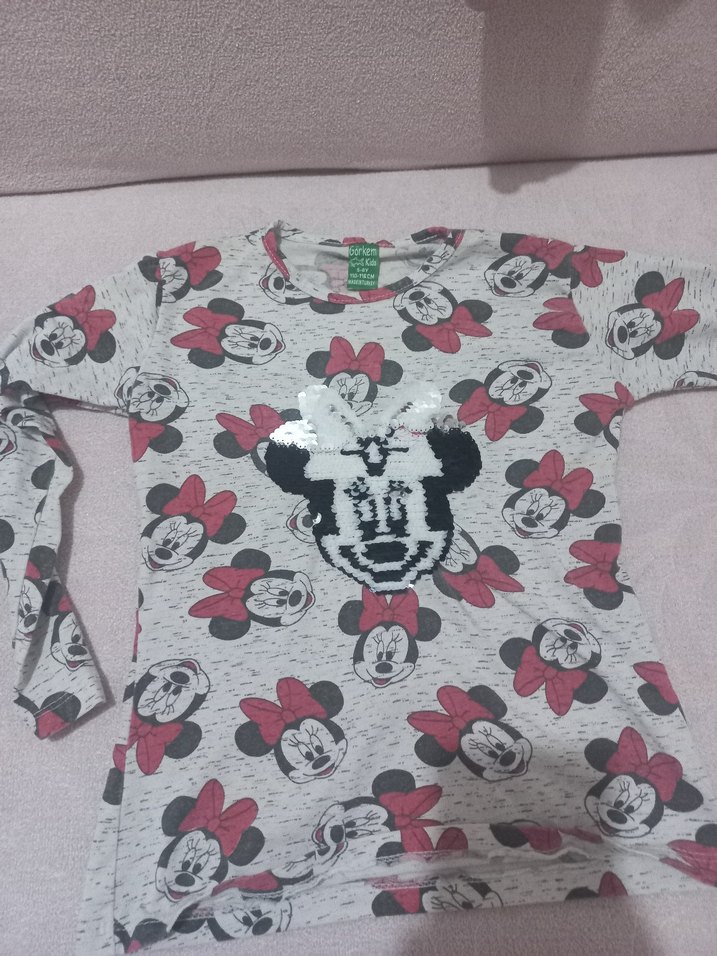 Kız Çocuk Renkli Baskılı Uzun Kollu Tişört - Görsel 2