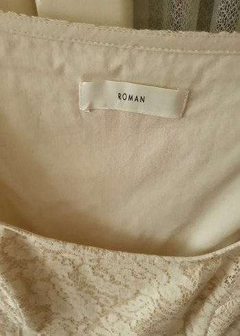 Dantel Detaylı midi keten elbise. - Görsel 7