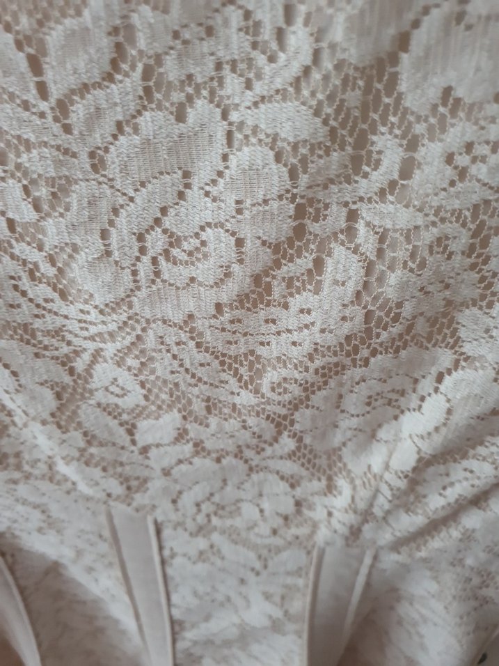 Dantel Detaylı midi keten elbise. - Görsel 5