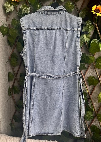 Mavi denim elbise - Görsel 4