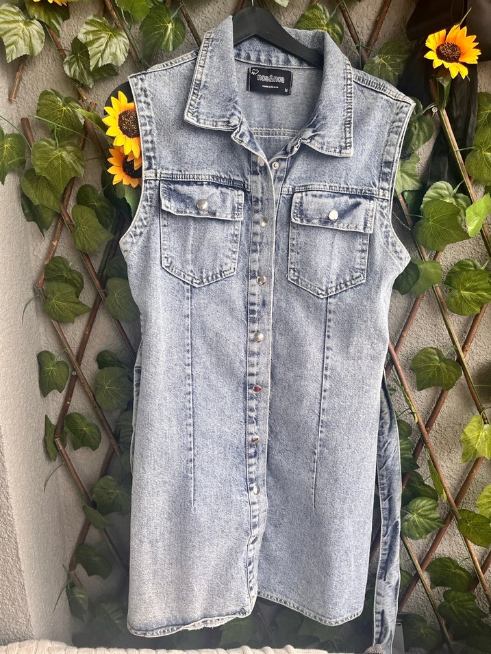 Mavi denim elbise - Görsel 2