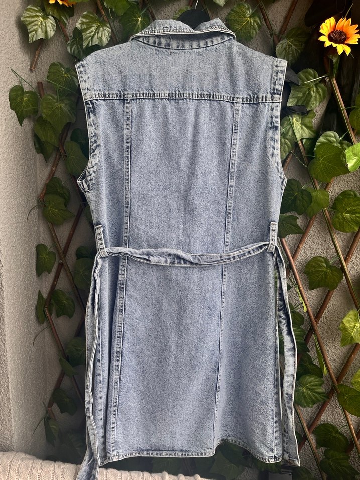 Mavi denim elbise - Görsel 4