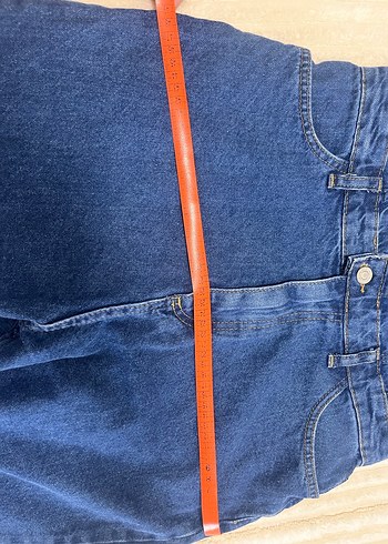 Düğmeli Mavi Denim Kadın Tulum - Görsel 6