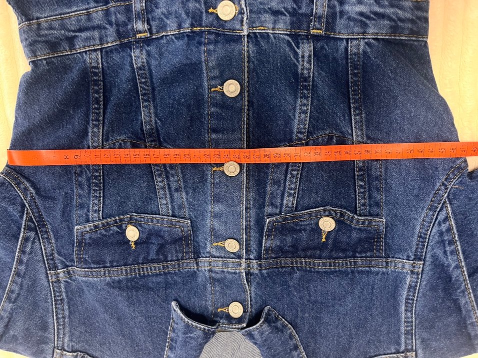 Düğmeli Mavi Denim Kadın Tulum - Görsel 4