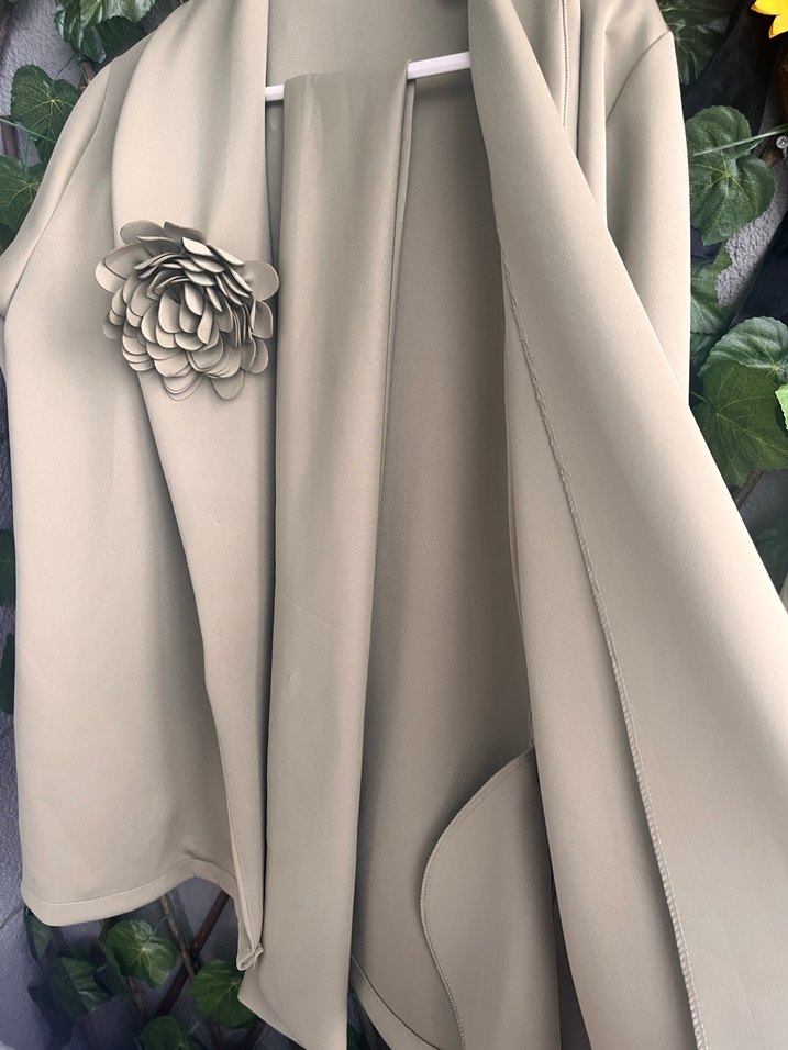 Haki Kemerli Uzun Kadın Takım Elbise - Görsel 5