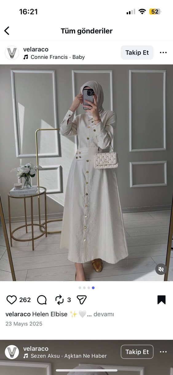 Düğmeli Beyaz Uzun Kollu Kadın Elbise - Görsel 2