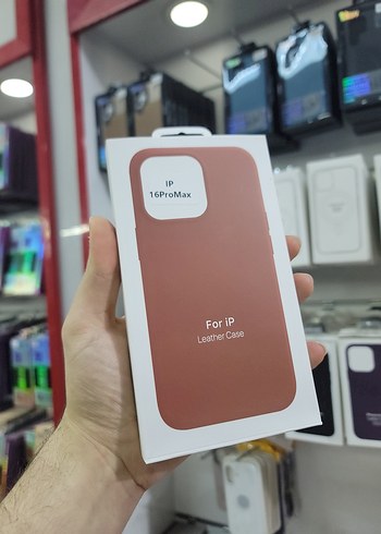 Deri, Kalın, İçi Kadife Kılıf, 16 Pro Max, Kahve Renginde - Görsel 4