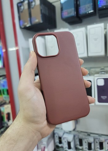 Deri, Kalın, İçi Kadife Kılıf, 16 Pro Max, Kahve Renginde - Görsel 2