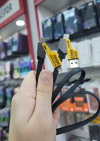 4'lü 1 Arada, Kumaş Şarj Kablosu - Görsel 2