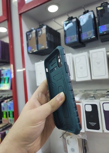 Tank kılıf, Kartlıklı, El Geçmeli Kılıf, iPhone 11, Yeşil Rengi - Görsel 2