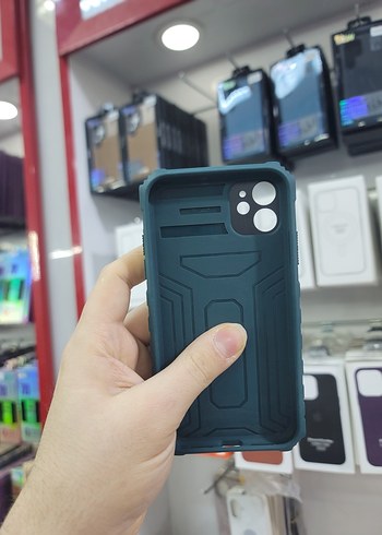 Tank kılıf, Kartlıklı, El Geçmeli Kılıf, iPhone 11, Yeşil Rengi - Görsel 6