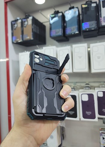 Tank kılıf, Kartlıklı, El Geçmeli Kılıf, iPhone 11, Yeşil Rengi - Görsel 7