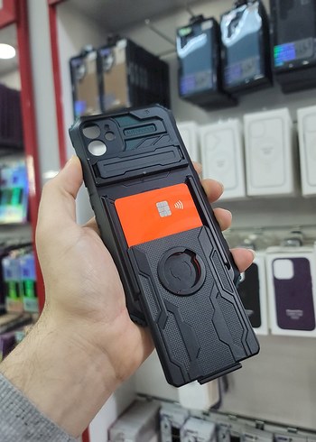 Tank kılıf, Kartlıklı, El Geçmeli Kılıf, iPhone 11, Yeşil Rengi - Görsel 4