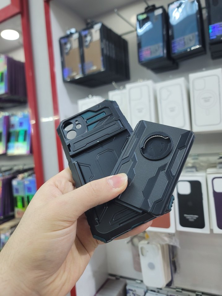Tank kılıf, Kartlıklı, El Geçmeli Kılıf, iPhone 11, Yeşil Rengi - Görsel 3