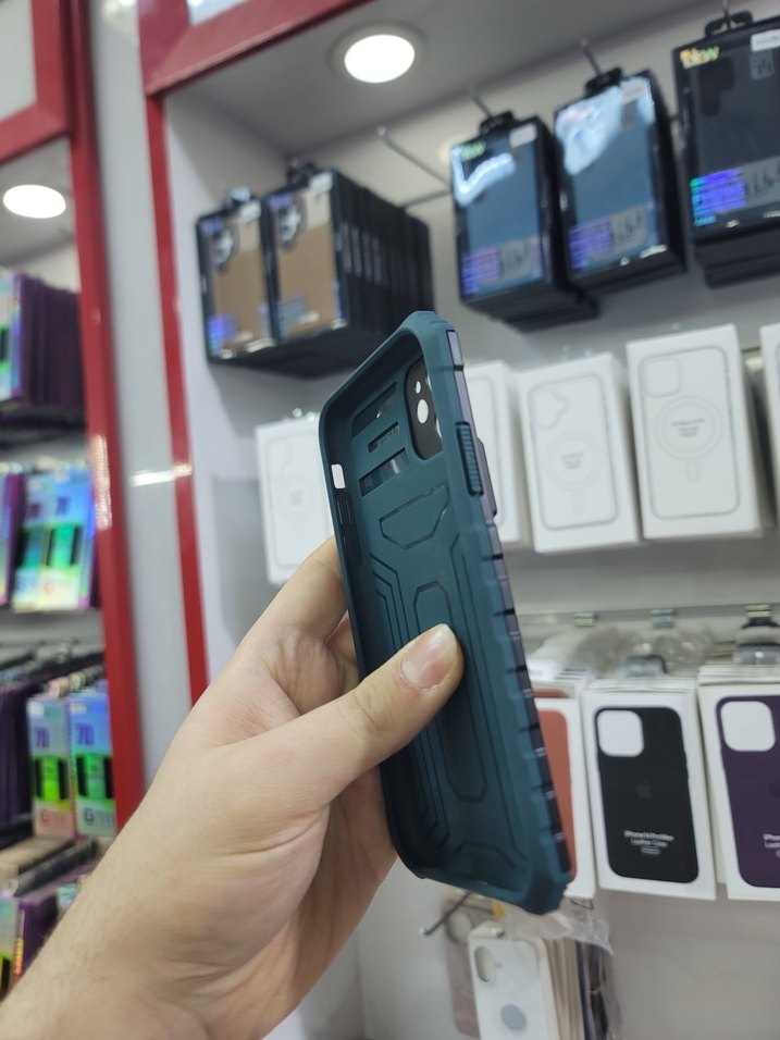 Tank kılıf, Kartlıklı, El Geçmeli Kılıf, iPhone 11, Yeşil Rengi - Görsel 2