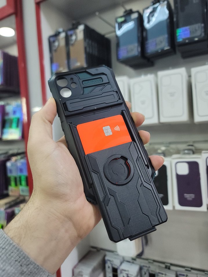 Tank kılıf, Kartlıklı, El Geçmeli Kılıf, iPhone 11, Yeşil Rengi - Görsel 4