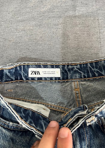 34 Beden Gri Loose Fit Midi Kadın Kot Pantolon