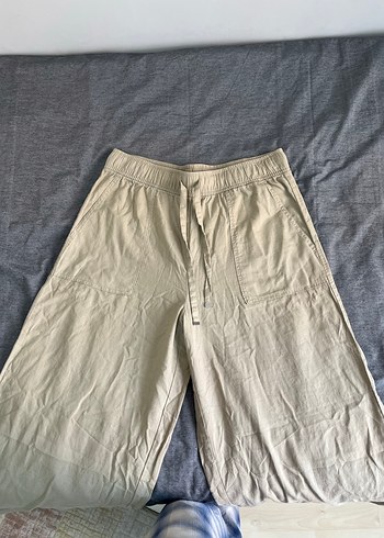 Zara Bej Keten Midi Kadın Pantolon