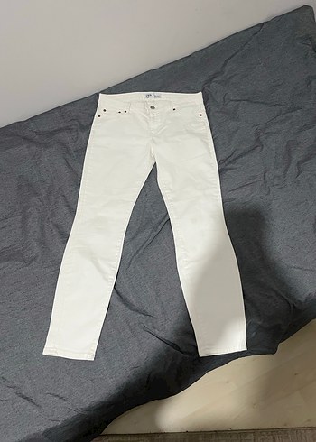 38 Beden beyaz Renk Beyaz Midi Denim Kadın Kot Pantolon