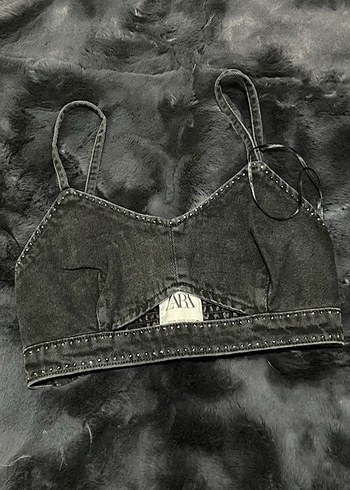 Siyah Mini Denim Atlet Büstiyer - Görsel 3