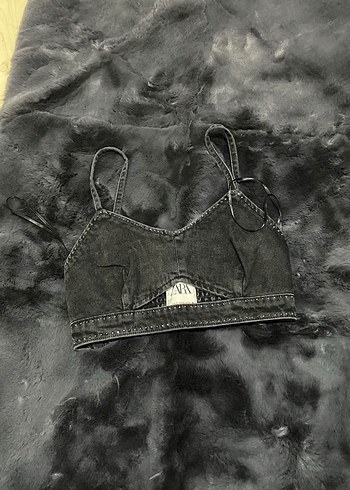 Siyah Mini Denim Atlet Büstiyer - Görsel 4