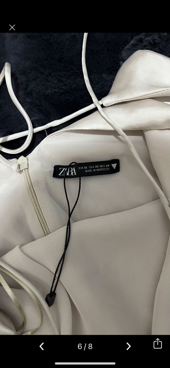 Beyaz Saten Mini V Yaka Drapeli Elbise - Görsel 5