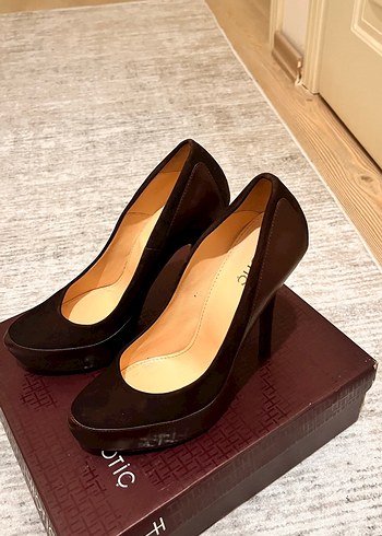 39 Beden Kahverengi Süet Platform Topuklu Kadın Stiletto