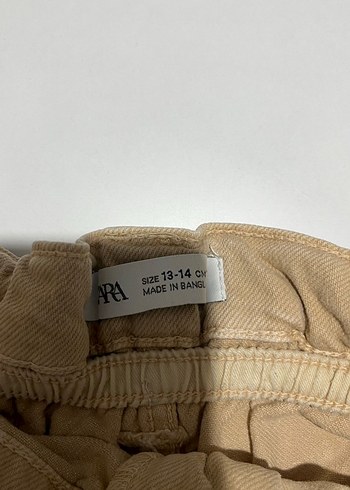 Çocuk Bej Yüksek Bel Kemerli Keten Şort - Görsel 5