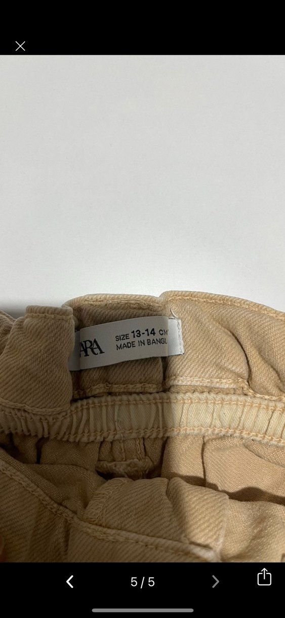 Çocuk Bej Yüksek Bel Kemerli Keten Şort - Görsel 5