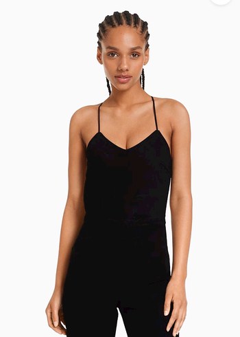 Siyah V Yakalı Kadın Tulum - Görsel 2