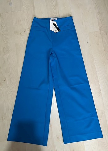 Kadın Mavi Midi Kumaş Pantolon - Görsel 7