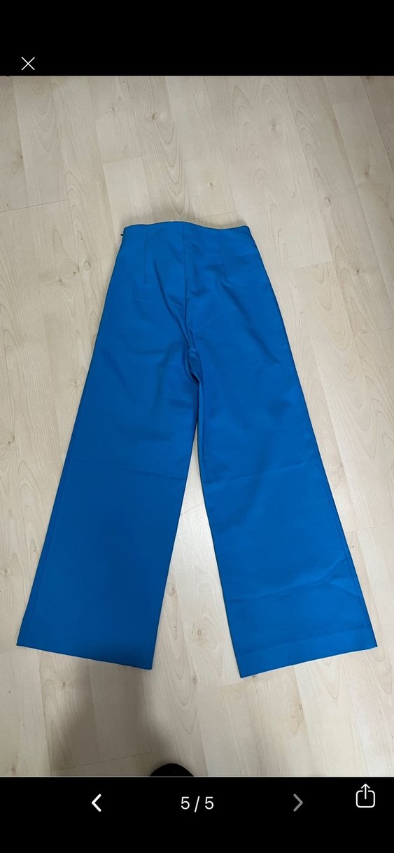 Kadın Mavi Midi Kumaş Pantolon - Görsel 5