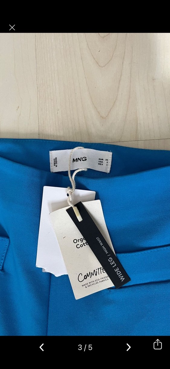 Kadın Mavi Midi Kumaş Pantolon - Görsel 3