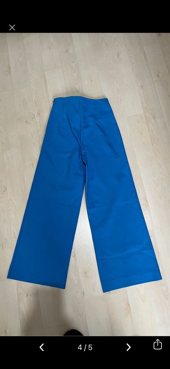 Kadın Mavi Midi Kumaş Pantolon - Görsel 4