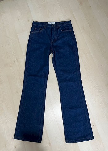 Kadın Lacivert Midi Boy Regular Fit Denim Pantolon - Görsel 8