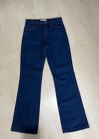 Kadın Lacivert Midi Boy Regular Fit Denim Pantolon - Görsel 2