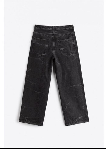 Siyah Batik Desenli Bol Kesim Erkek Denim Pantolon - Görsel 3